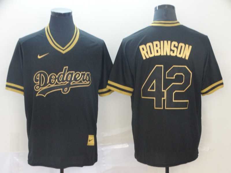 Dodgers 42 Jackie Robinson Black Gold Nike Cooperstown Collection Legend V Neck Jersey (1),We sell and wholesale Dodgers 42 Jackie Robinson Black Gold Nike Cooperstown Collection Legend V Neck Jersey (1) on line form chian!
